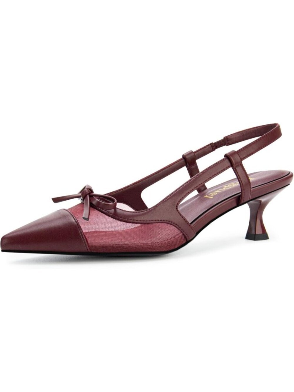MIGPUEL Women's Burgundy Pointed Toe Comfortable Slingback Heels Dressy Pumps